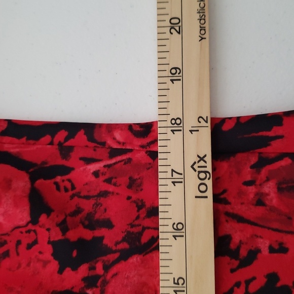 Julian Taylor Midi Dress 16 Red Black Gray Roses A-Line Wedding Guest Church - Picture 14 of 14